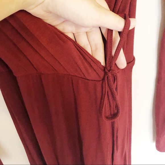 Heart & Hips Faux Wrap Dress Wine Red Long Sleeve - Picture 10 of 10